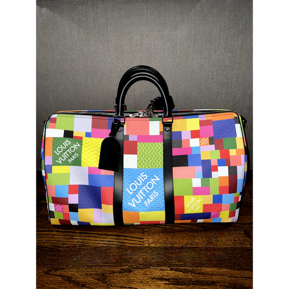 Louis Vuitton Keepall Bandouliere 50 Multicolor Damier 3D Lego Duffle Travel Bag - Picture 2 of 12